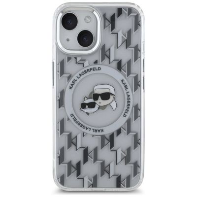 3. Karl Lagerfeld IML Monogram Karl & Choupette Head MagSafe-Hülle für iPhone 15 – transparent