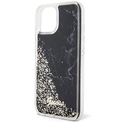 6. Guess Liquid Glitter Marble Hülle für iPhone 14 – Schwarz
