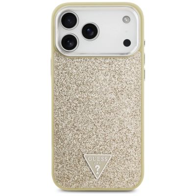 3. Guess Glitter Triangle Logo MagSafe Hülle für iPhone 17 Pro Max - Gold