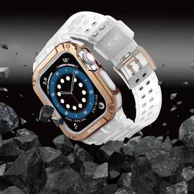 5. Protect Strap Band für Apple Watch 38/40/41mm Panzergehäuse Armband - Transparent, Roségold