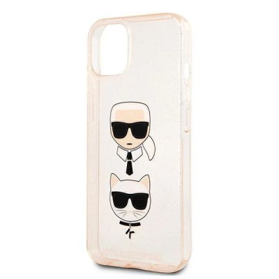 6. Karl Lagerfeld Glitzer Karl's & Choupette Head Case für iPhone 13 mini - Gold