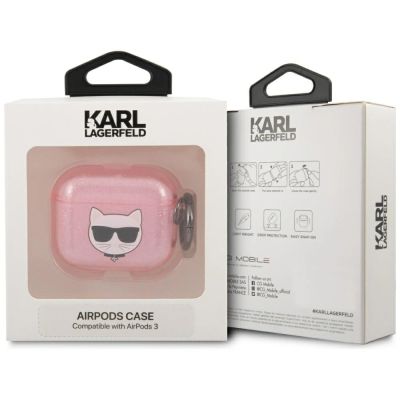 3. Karl Lagerfeld Glitter Choupette Case für AirPods 3 – Rosa