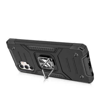 5. Wozinsky Ring Armor Tough Hybrid Case Cover + Magnethalter für Samsung Galaxy A73 silber