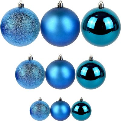 2. Dekorative Plastikkugeln, Safe, 46 Stück, blauer Glimmer