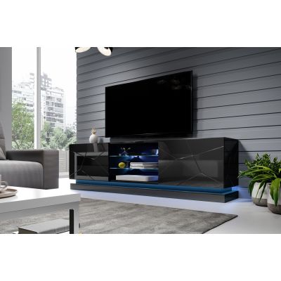 5. TV-Schrank QIU 200 MDF Hochglanz Schwarz/Hochglanz Schwarz