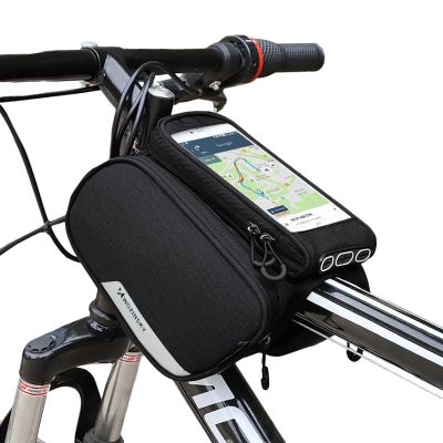 11. Wozinsky Rahmen Fahrradtasche + abnehmbare Handyhülle bis 6,5" 1,5l schwarz (WBB7BK)