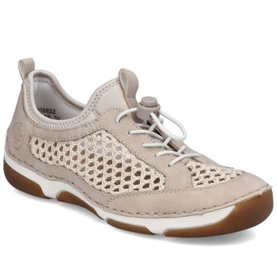 Bequeme Damenschuhe mit Lochmuster, beige, Rieker 55960-60