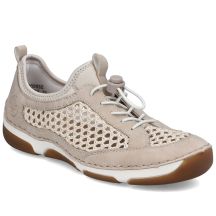 Bequeme Damenschuhe mit Lochmuster, beige, Rieker 55960-60