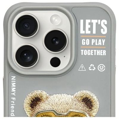 3. Nimmy Cool&Cute 2.0 Bear Case für iPhone 15 Pro - Grau
