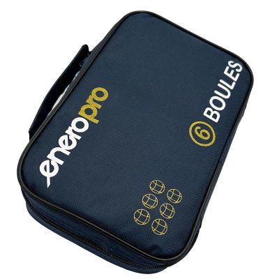 8. 6-teiliges Boule-Kugelset – Schwarze Boulekugeln, Enero Pro-Hülle