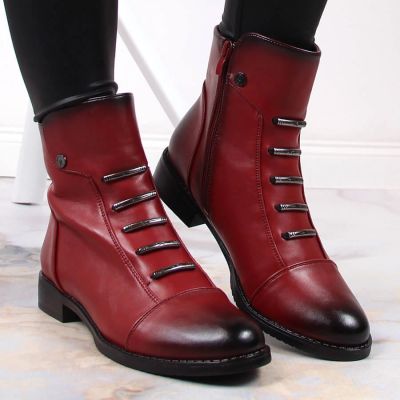 24. Jezzi W JEZ52G rote isolierte Stiefeletten mit Verzierungen