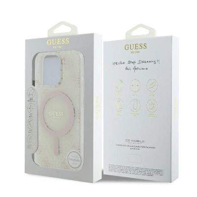 8. Guess IML 4G Background MagSafe-Hülle für iPhone 16 Pro – weiß