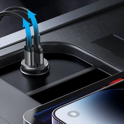 8. Joyroom JR-CCN06 30W 2x USB-C Mini-Autoladegerät aus Metall – Schwarz