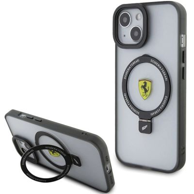 Ferrari FEHMP15SUSCAK iPhone 15 6,1" schwarz/schwarz Hardcase Ring Stand 2023 Collection MagSafe