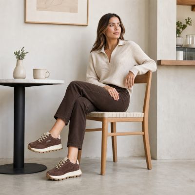 9. braune Leder-Plateau-Sneaker Filippo DP7498
