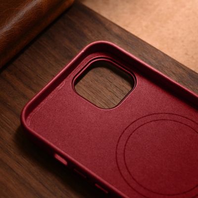 19. iCarer Case Lederhülle aus Naturleder für iPhone 14 Plus rot (kompatibel mit MagSafe)