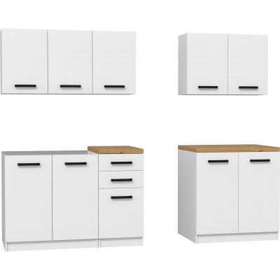 4. Küchenset 2 m, weiß matt, handgefertigte Arbeitsplatte