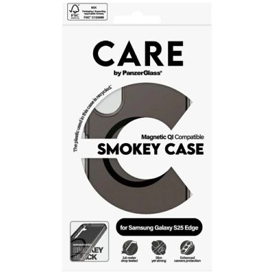 4. CARE by PanzerGlass Flagship Urban Combat Black QI Case für Samsung Galaxy S25 Edge - Halbtransparent