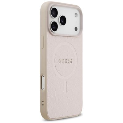 4. Guess Saffiano Classic Logo MagSafe Hülle für iPhone 18 Pro Max / iPhone 17 Pro Max – Pink
