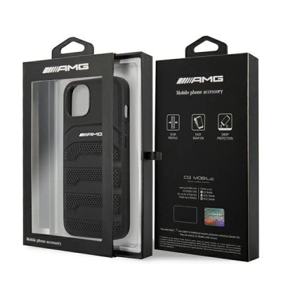 8. Mercedes AMG Hülle mit geprägten Linien für iPhone 13 / 14 / 15 - Schwarz