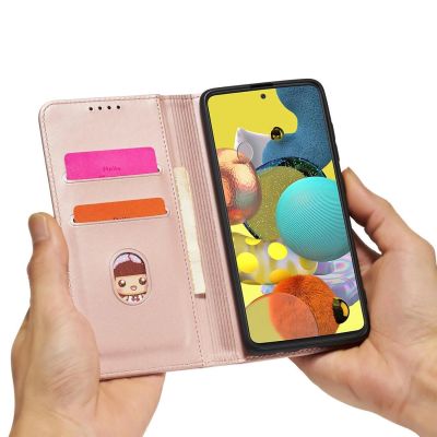 12. Magnetkartenhülle Hülle für Samsung Galaxy A12 5G Tasche Geldbörse Kartenhalter Pink
