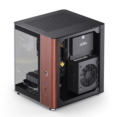 13. Jonsbo TK-0 PC-Gehäuse, Mini-Tower, Mini-ITX, gehärtetes Glas, Holz – schwarz