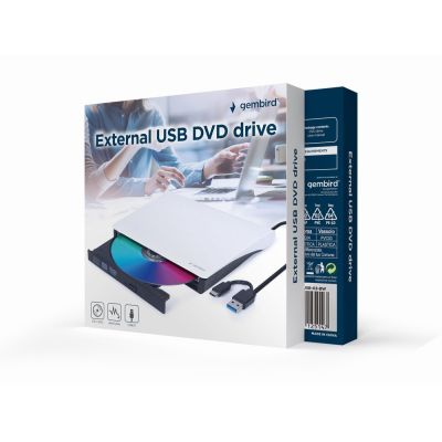 2. GEMBIRD Externer DVD-Brenner 8x, CD 24x USB 3.1 Slim Schwarzweiß