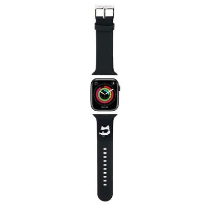 Karl Lagerfeld 3D-Gummi-Choupette-Köpfe-Armband für Apple Watch 38/40/41 mm – Schwarz