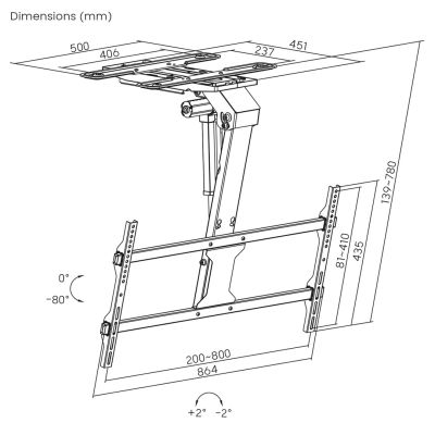 6. Elektrische TV-Halterung von Maclean, Deckenmontage, Tuya-kompatibel, max. VESA 800x400, für Fernseher von 43 bis 86 Zoll, max. 45 kg, MC-110 T