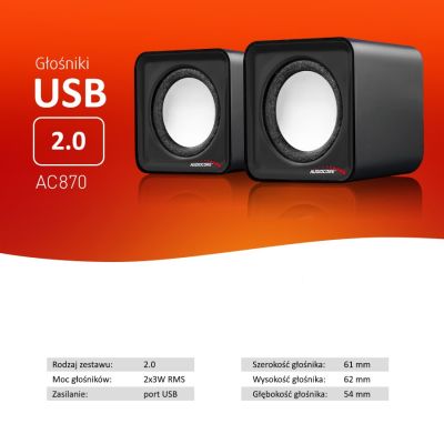 12. AUDIOCORE AC870B Computerlautsprecher-Set (2.0; schwarz)
