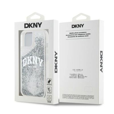 8. DKNY Liquid Glitter Big Logo Hülle für iPhone 15 / 14 / 13 – Weiß