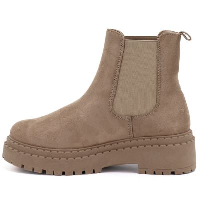 3. Damen-Wildleder-Ankle-Boots mit beigefarbenem Plateau, Big Star UU274858
