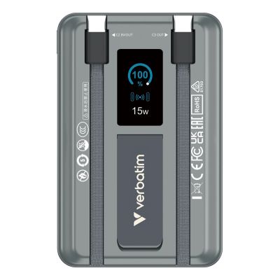 2. Verbatim Charge'n'Go Powerbank 2C & Display 10000mAh grau