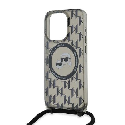 5. Karl Lagerfeld IML Crossbody Monogram Karl & Choupette Head MagSafe Hülle für iPhone 15 Pro Max – Schwarz