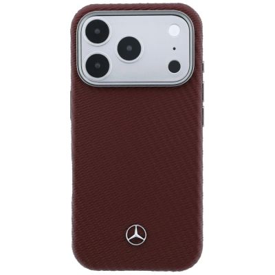 3. Mercedes Leder-Halbhülle in Holzoptik mit MagSafe-Funktion für iPhone 17 Pro – Rot