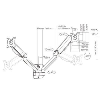 10. Equip Wandmontage 17"-32"/2TFT 180°GF 2 Gelenke 9 kg sw lite Einzelhandel