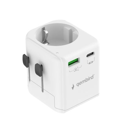 2. GEMBIRD UNIVERSAL-REISEADAPTER MIT ERDE 20 W, WEISS