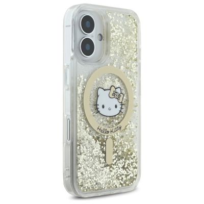 4. Hello Kitty Liquid Glitter Fever MagSafe Hülle für iPhone 16 – Gold