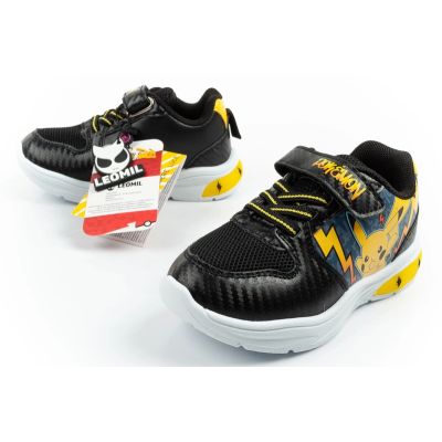 8. Leomil Kinder-Sportschuhe Pokémon-Sneaker, leicht, mit Klettverschluss und LED-Beleuchtung, schwarz-gelb