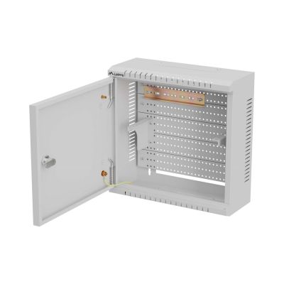 10. LANBERG TPR 10"-Installationsschrank mit Mesh-Platte 340X340X140, grau (montiert)