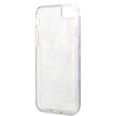 7. Guess Flower Liquid Glitter Case für iPhone SE 2022 / SE 2020 / 7 / 8 - Lila