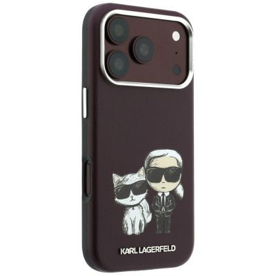 4. Karl Lagerfeld Smooth Karl & Choupette Bodies Sketch MagSafe Hülle für iPhone 18 Pro / 17 Pro - bordeauxrot