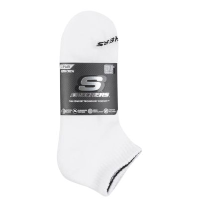 2. Skechers 3er-Pack Unisex Frottee-Sneaker, Viertelrund-Rund, S111035-107, Weiß, Größe 43-46