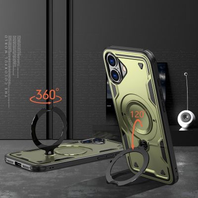3. Hybrid Armor Trendige Hülle mit MagSafe für iPhone 16 – Grün