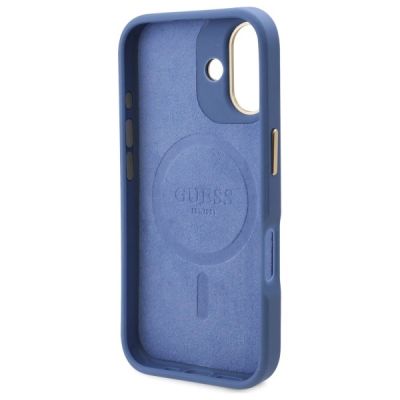 7. Guess 4G Logo Plate MagSafe Hülle für iPhone 16 - Blau