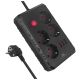 MACLEAN Steckdosenleiste, Verlängerungskabel mit 4 Steckdosen + 3 USB-Anschlüssen, 110–240 V Wechselstrom, 50/60 Hz, max. 2,1 A, 2500 W, 1,5 m, Schwarz, MCE392 B
