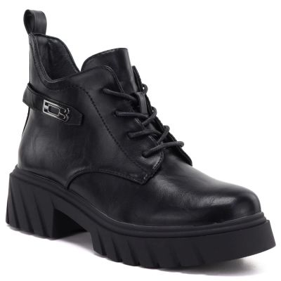 Damen-Botines mit Blockabsatz und Plateau, schwarz, Jezzi MR2502-3
