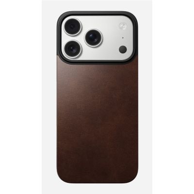 5. NOMAD Magnetische Lederrückseite - Magnetische Hülle für iPhone 18 Pro / 17 Pro, kompatibel mit MagSafe, Horween-Leder (rustikales Braun)