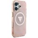 4. Guess IML Metal Glitter 4G Circle Triangle MagSafe Hülle für iPhone 16 - Pink