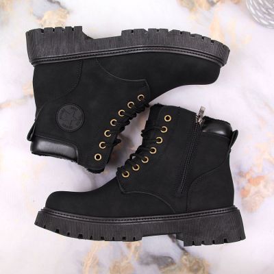 15. NEWS W EVE364A schwarze isolierte Wanderstiefel mit Reißverschluss